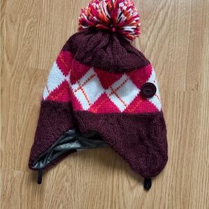 Cozy Maroon and Pink Kids Winter Hat Columbia